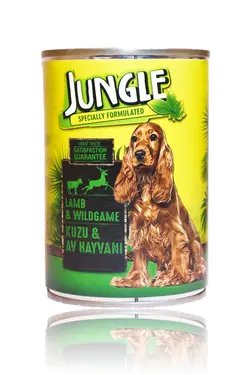 کنسرو مخصوص سگ بالغ حاوی گوشت شکار و بره 400 گرمی   ــــ  Jungle