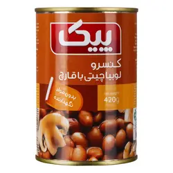 کنسرو لوبیا چیتی با قارچ 420 گرمی پیک
