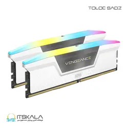 رم دسکتاپ دو کاناله کرسیر مدل VENGEANCE RGB WHITE 64GB (2x32GB) DDR5 5200MHz CL40