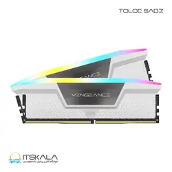 رم دسکتاپ دو کاناله کرسیر مدل VENGEANCE RGB WHITE 64GB (2x32GB) DDR5 5200MHz CL40