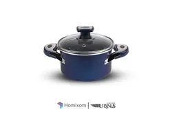 قابلمه گرانیتی سرمه ای اورانوس با درب شیشه ای سایز 22