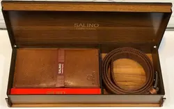 ست سه تکه کیف و کمربند چرم Salino