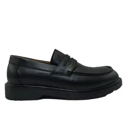 کفش کالج بی بند چرم طبیعی، رنگ مشکی، نوع چرم رویه ناپا طبیعی گاوی کد مدل ۱۰۶۸