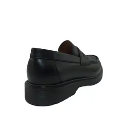 کفش کالج بی بند چرم طبیعی، رنگ مشکی، نوع چرم رویه ناپا طبیعی گاوی کد مدل ۱۰۶۸