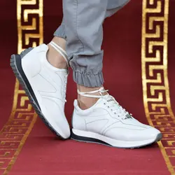 کفش اسپرت چرم طبیعی، رنگ سفید، نوع چرم رویه ناپا طبیعی گاوی کد مدل ۵۰۶