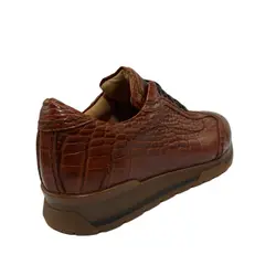 کفش اسپرت چرم طبیعی، رنگ عسلی، نوع چرم رویه کروکو طبیعی گاوی کد مدل ۵۰۴