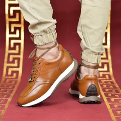 کفش اسپرت چرم طبیعی، رنگ عسلی، نوع چرم رویه ناپا طبیعی گاوی کد مدل ۵۰۶