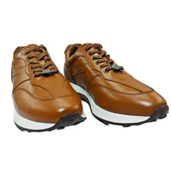 کفش اسپرت چرم طبیعی، رنگ عسلی، نوع چرم رویه ناپا طبیعی گاوی کد مدل ۵۰۶