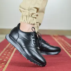 کفش اسپرت چرم طبیعی، رنگ مشکی، نوع چرم رویه ناپا طبیعی گاوی کد مدل ۵۰۶