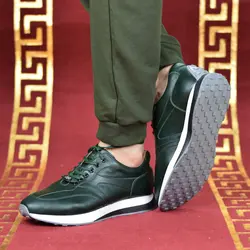 کفش اسپرت چرم طبیعی، رنگ یشمی، نوع چرم رویه ناپا طبیعی گاوی کد مدل ۵۰۶