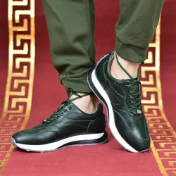 کفش اسپرت چرم طبیعی، رنگ یشمی، نوع چرم رویه ناپا طبیعی گاوی کد مدل ۵۰۶