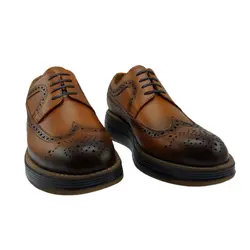 کفش اسپرت چرم طبیعی، رنگ عسلی سایه دار، نوع چرم رویه ناپا طبیعی گاوی کد مدل ۵۰۱
