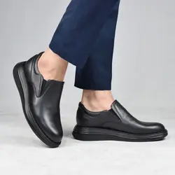 کفش اسپرت چرم طبیعی، رنگ مشکی، نوع چرم رویه ناپا طبیعی گاوی کد مدل ۵۰۲ ساده