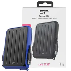 هارد سیلیکون پاور اکسترنال متین 1TB A66 مشکی دور آبی SILICON POWER