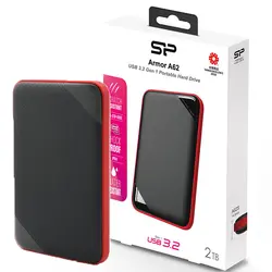 هارد اکسترنال سیلیکون پاور متین 2TB A62 مشکی دور قرمز SILICON POWER