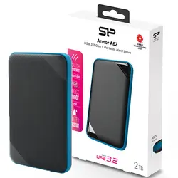 هارد اکسترنال سیلیکون پاور متین 2TB A62 مشکی دور آبی SILICON POWER