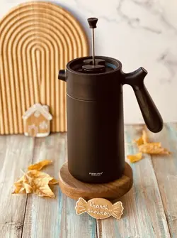 فلاسک فرنچ پرس دار دسته بامبو برند PINKAH