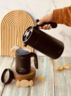 فلاسک فرنچ پرس دار دسته بامبو برند PINKAH