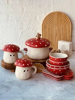 ست ظروف فانتزی طرح قارچ