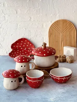 ست ظروف فانتزی طرح قارچ