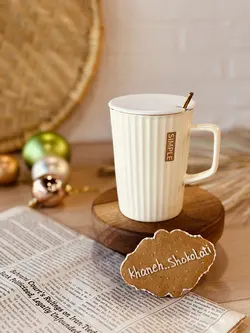 ماگ بلند simple قاشق طلایی کد00670 - فروشگاه اینترنتی خانه شکلاتی