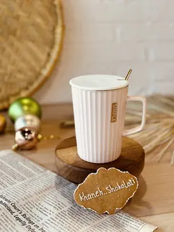 ماگ بلند simple قاشق طلایی کد00670 - فروشگاه اینترنتی خانه شکلاتی