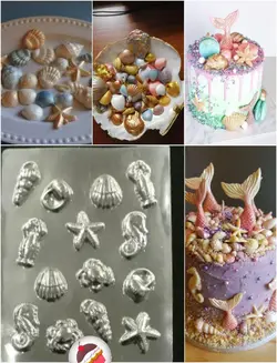 طلق شکلات طرح صدف و ستاره دریایی