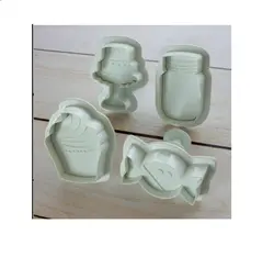 کاتر فشاری شیشه ولنتاین و کیک و آبنبات قلبی