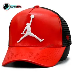 کلاه پشت توری 47 چرمی طرح Jordan - کلاهسان