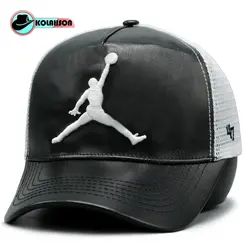 کلاه پشت توری 47 چرمی طرح Jordan - کلاهسان