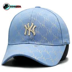 کلاه بیسبالی NY مدل پارچه طرح دار - کلاهسان