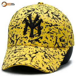 کلاه بیسبالی طرح آبرنگ پاشیده شده طرح NY - کلاهسان