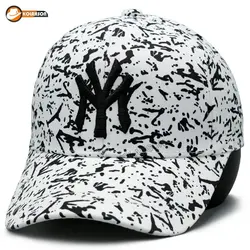 کلاه بیسبالی طرح آبرنگ پاشیده شده طرح NY - کلاهسان