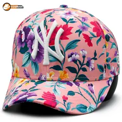 کلاه بیسبالی طرح NY مدل گل گلی - کلاهسان