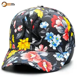 کلاه بیسبالی طرح NY مدل گل گلی - کلاهسان