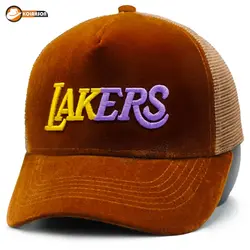 کلاه پشت توری طرح Lakers مدل مخمل | کلاهسان