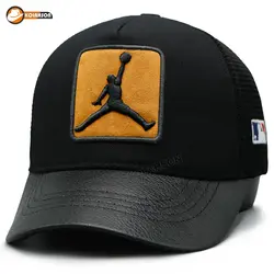 کلاه پشت توری نقاب چرمی کوتاه طرح Jordan | کلاهسان