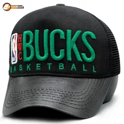 کلاه نقاب کوتاه چرم طرح Bucks NBA | کلاهسان