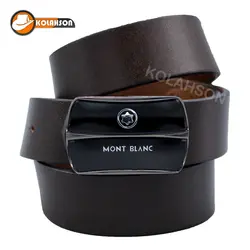 کمربند پلاکی چرم طبیعی طرح Mont blanc - کلاهسان