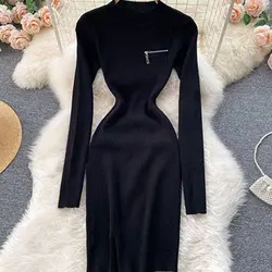 تونیک بلندمجلسی زیپدار استین فینگر کد ۳۰۲۰۲