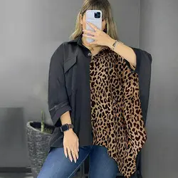 شومیز طرح پلنگی زنانه کد 6799