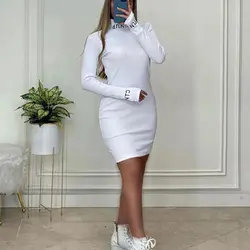 پیراهن آستین انگشتی یقه اسکی زنانه کد 30172