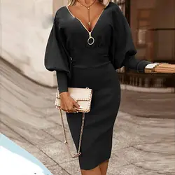 پیراهن مجلسی زیپدار آستین پف کد ۱۰۰۵۲۹