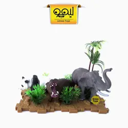 مجموعه حیوانات همراه با ماکت جنگل | طرح 1