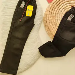 شلوار کتون کش دودی بند قرمز