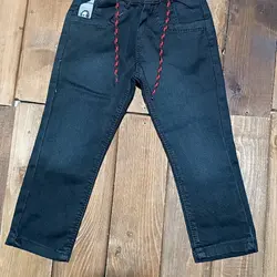 شلوار کتون کش دودی بند قرمز