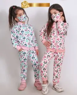 1506_سه تیکه سوییشرت شلوار ماسک M  صورتی