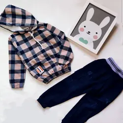 1959_هودی چهارخونه کلاه دار و شلوار