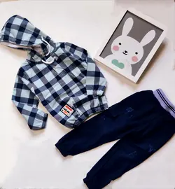 1959_هودی چهارخونه کلاه دار و شلوار