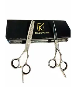 ست دو عددی قیچی آرایشگری ریزرلاین کات و کوتاهی/پیتاژ 6 اینچ Razorline R23 &amp; R23T hair scissors